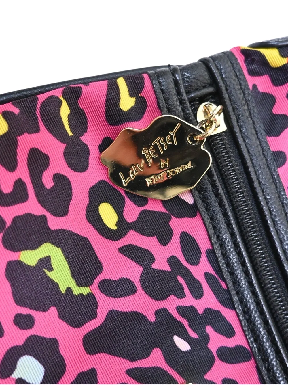Luv Betsey by Betsey Johnson Animal Print Hot Pink Black Crossbody